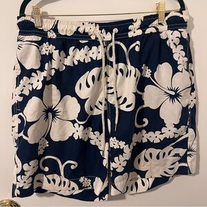 Tommy Bahama Relax Hibiscus Swim Trunks Blue White Men’s Size Large